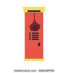 Icono de dibujos animados de la máquina de juegos de atracción de entretenimiento Retro, ilustración vectorial plana aislada en fondo blanco. Aparatos automáticos para las animaciones en un parque de atracciones.