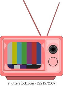 Retro Analogue TV Vintage Pink Vector Illustration