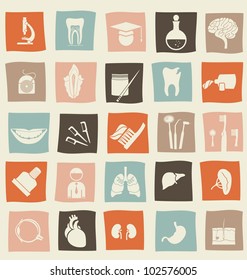 retro anatomical icons set