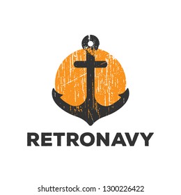 Retro anchor navy logo icon design template vector illustration