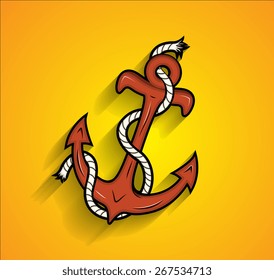 Retro Anchor with Rope Vector