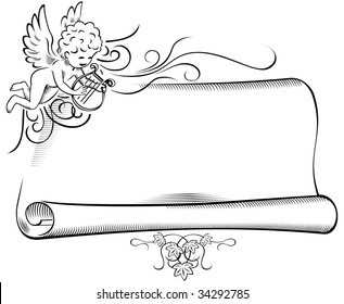 Retro Angel with Scroll