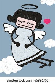 Retro angel vector illustration.