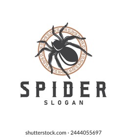 Retro animal insect spider logo design vintage illustration simple black silhouette template