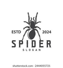 Retro animal insect spider logo design vintage illustration simple black silhouette template