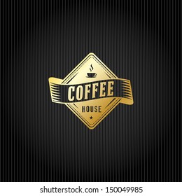 retro antique coffee background with yellow typography espresso roaster classical poultry product coffee bean formal right cafe treasure old sign older darkness rich business gold luxurious offset bea