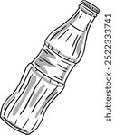 Retro Antique Coke Bottle with Cola Flavor Vintage Hand Drawing Illustration Isolated Lineart Clipart 