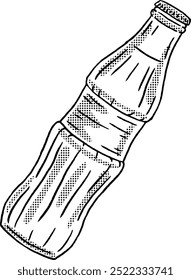 Garrafa de Coca Antiga Retrô com sabor de cola Desenho de mão vintage Ilustração isolado Lineart Clipart 