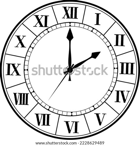 Retro, antique, wall clock with gorgeous design of Roman numerals