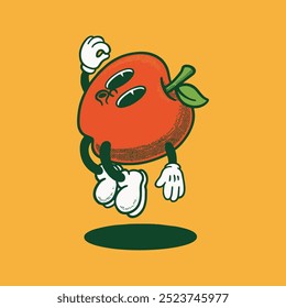 Ilustração Retrô do Vetor de Caracteres de Desenho Animado Apple.
Groovy, ícone, mascote, logotipo, emoticon, vintage, design de adesivo