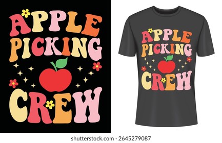 Projeto retrô da tripulação de escolha da maçã perfeito para o vestuário de queda. Apresenta uma fonte estilo vintage e gráfico de maçã bonito ideal para t-shirts e mercadorias.