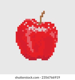 Retro apple pixel art isolated icons.