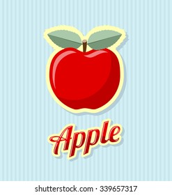 Retro apple with title on striped background