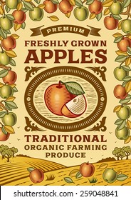 Retro apples poster. Fully editable vector illustration with clipping mask.