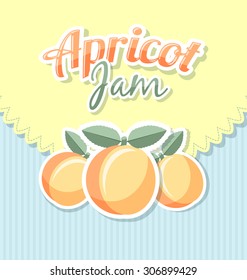 Retro apricot jam label on striped background