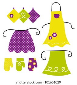 Retro apron set isolated on white