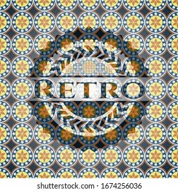 Retro arabesque style emblem. arabic decoration.