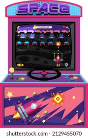 Retro arcade cabinet isolated on white background illustration