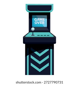 Gabinete de juego de arcade retro que muestra el juego sobre el mensaje en la pantalla, que significa el final del juego