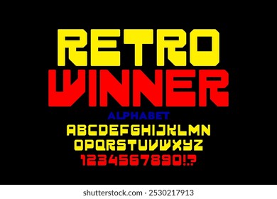 Retro Arcade Game Font: 80s Style Alphabet Letters and Numbers Vector Illustration