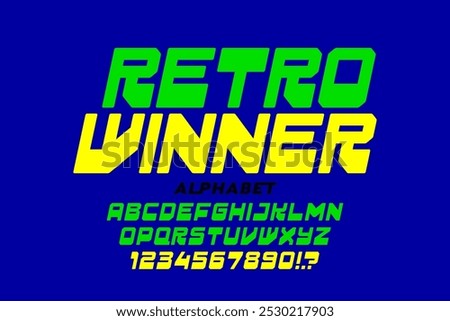 Retro Arcade Game Font: 80s Style Alphabet Letters and Numbers Vector Illustration
