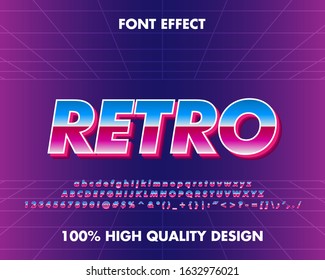 Retro arcade game font effect and text effect logotype. Full set alphabet, number and symbol. Premium Vector