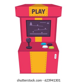 Retro arcade game machine, colorful flat style vector illustration