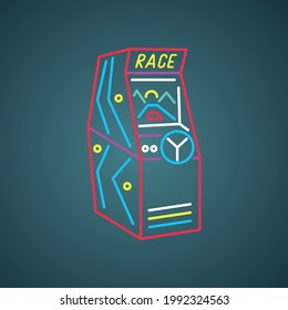 Retro arcade game machine icon. Bright emblem. Stock vector illustration.