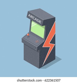 Retro arcade game machine. Isometric vector illustration