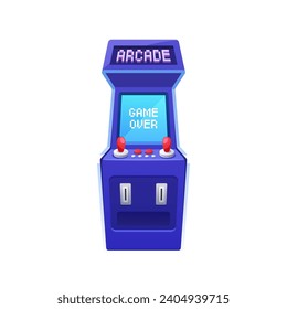 Retro Arcade Game Machine with Game Over Title, Nostalgic Device That Resurrect Classic Video Games, Vector