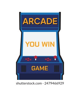 Máquina de juego de arcade retro. Fondo de pantalla y fuente. Ilustración vectorial. Icono De Ganar.