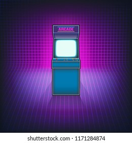 Retro arcade game machine. Vector illustration.