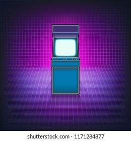 Retro arcade game machine. Vector illustration.