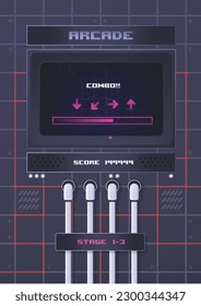 Retro arcade game machine. Vector illustration.