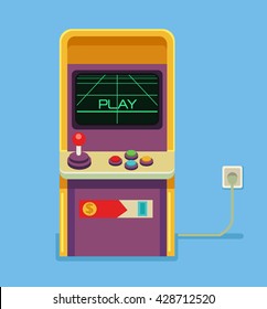 Retro arcade game machine. Vector flat cartoon illustration