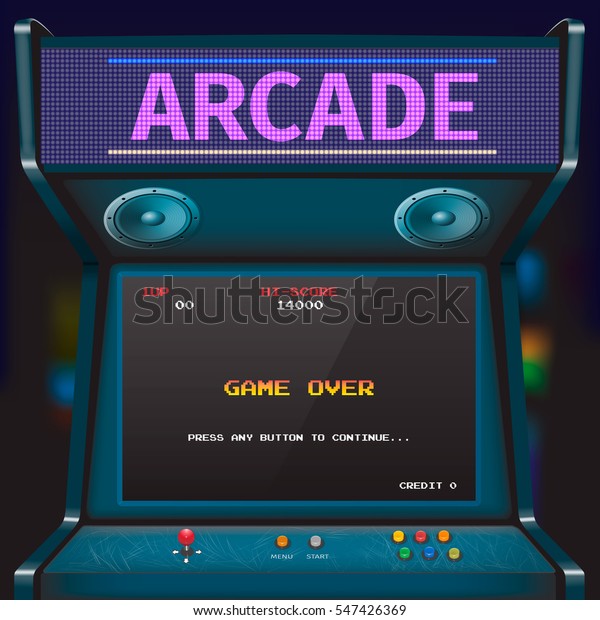 Retro arcade\
game machine. Vector\
illustration.