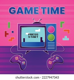 Retro arcade gaming poster template