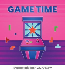Retro arcade gaming poster template
