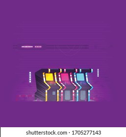 Máquina de arcade retro. Ilustración vectorial de estilo plano.