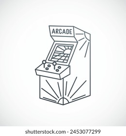 Retro Arcade Machine icon in line style. Arcade machine from 90s.