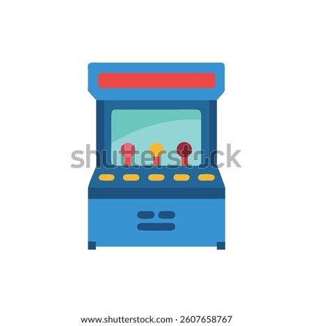 Retro Arcade Machine Illustration, Blue Cabinet, Gaming Icon
