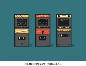 Retro Arcade Machine Vector Illustrations