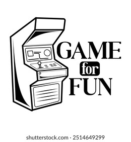 Video Retro arcade máquina de juego. Icono de la máquina de juego de texto de arcade para tatuajes y diseño de ropa