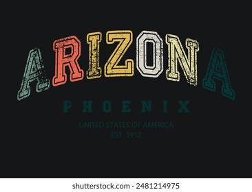 Retro Arizona College Academy printing,Vintage typography college varsity Arizona state slogan print for tee t shirt or sweatshirt.eps8