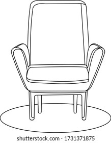 Retro armchair interior silhouette icon in one line