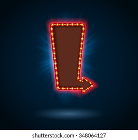 Retro arrow to left with shining blue background.vector