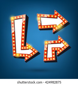 Retro Arrow Light Frames. Arrow Labels, Vector Illustration