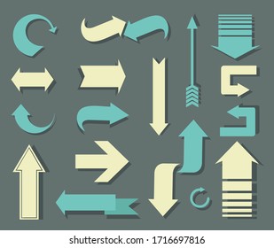 Retro Arrow Set - Set of retro arrow designs. Each element is grouped for easy editing.
