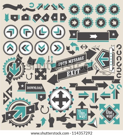 Retro arrows icon set