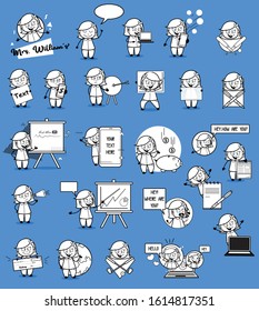 Retro Art of Comic Housewife - Set of Concepts Vector illustrations
